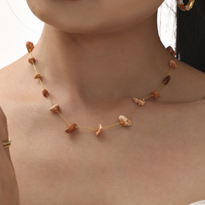 Natural Crystal Raw Stone Charm Necklace