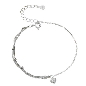 Heart Charm Double Chain Bracelet