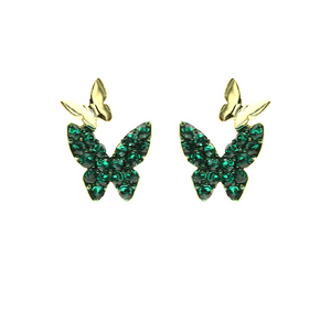 Dainty Green Butterfly Stud Earrings