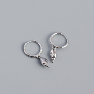 Dainty Seashell Drop Hoop Earrings