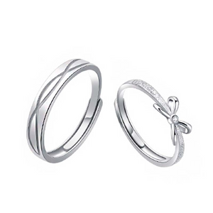 Bow Tie Couple Matching Band Ring