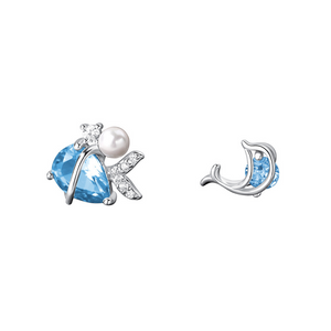 Blue Dolphin Pearl Stud Earrings