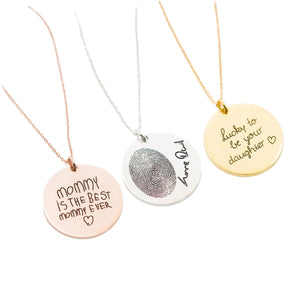 Round Custom Engrave Charm Necklace
