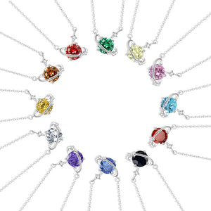 Birthstone Planet Saturn Star Charm Necklace