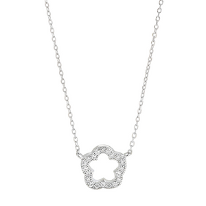 Silver Flower Hollow Charm Necklace