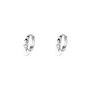 Tiny Round Disc Huggie Hoop Earrings