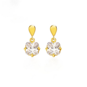 Minimalist Princess Cut Drop Stud Earrings
