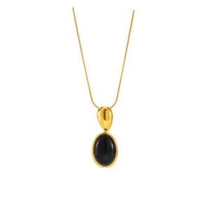 Dainty Oval Gemstone Pendant Necklace