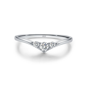 Moissanite V-Shape Chevron Stacking Ring