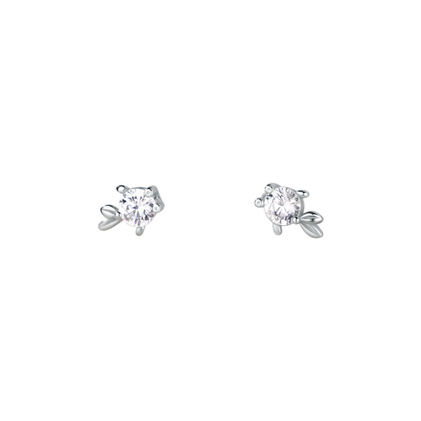 Minimalist Zircon Fish Stud Earrings