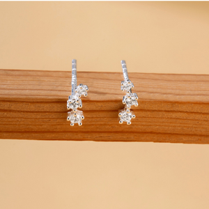 Sterling Silver Flower Crawler Stud Earrings
