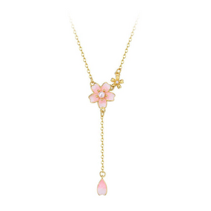 Cherry Blossom Flower Charm Necklace
