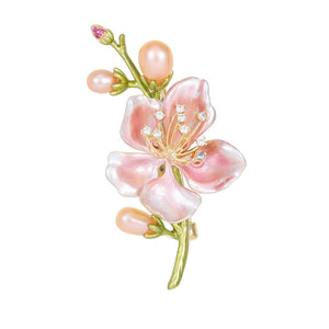 Pearl Peach Blossom Flower Pin Brooch