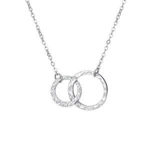 Interlocking Mismatch Ring Pendant Necklace