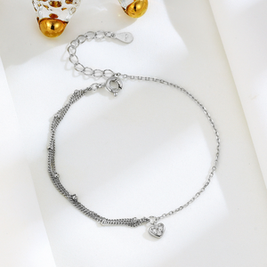 Heart Charm Double Chain Bracelet
