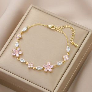 Rosa Kirschblüten-Charm-Armband