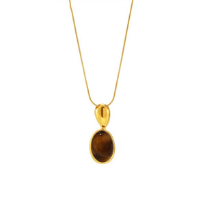 Dainty Oval Gemstone Pendant Necklace