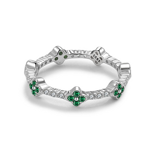 Colorful Four Leaf Clover Stacking Ring