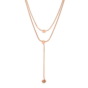 Square Charm Double Chain Necklace