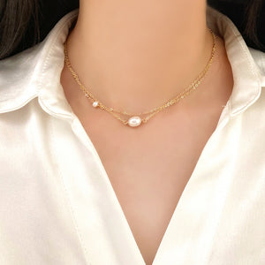 Double Layered Pearl Choker Necklace