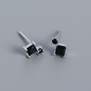 Square Color Gemstone Stud Earrings