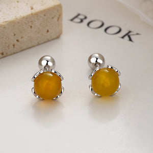 Tiny Small Agate Screw Back Stud Earrings