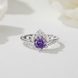 Dainty Colorful Crown Birthstone Ring