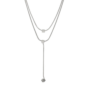 Square Charm Double Chain Necklace