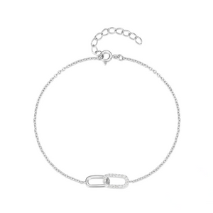 Interlocking Oval Ring Charm Stacking Bracelet