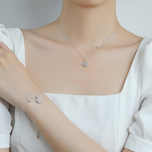 Pink Rose Quartz Cat Paw Charm Necklace