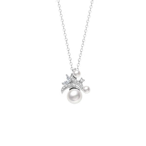 Flower Pearl Pendant Necklace