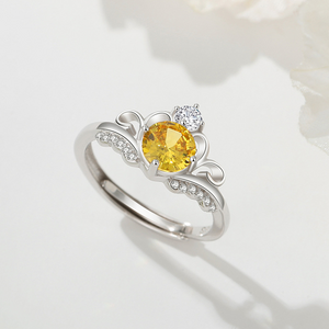 Dainty Colorful Crown Birthstone Ring