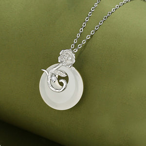 Flower Round Charm Necklace