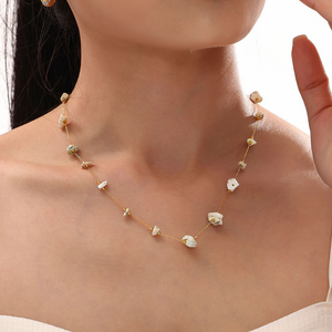 Natural Crystal Raw Stone Charm Necklace