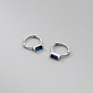 Baguette Gemstone Huggie Hoop Earrings