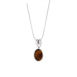 Dainty Oval Gemstone Pendant Necklace