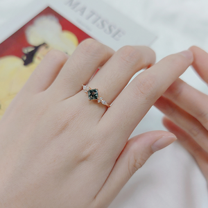 Moss Agate Stacking Thin Band Statement Ring