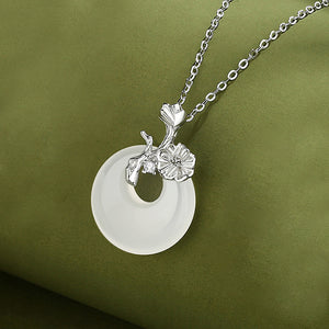 Flower Round Charm Necklace