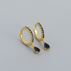 Color Gemstone Drop Huggie Earrings