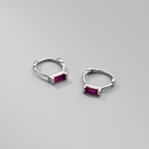 Baguette Gemstone Huggie Hoop Earrings