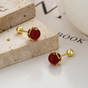 Tiny Small Agate Screw Back Stud Earrings