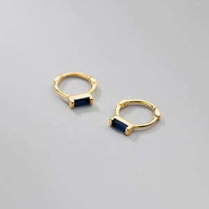 Baguette Gemstone Huggie Hoop Earrings