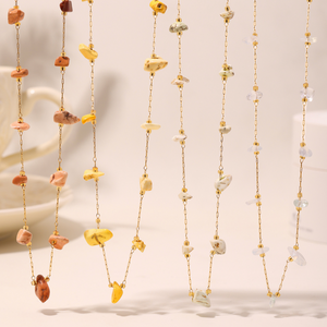 Natural Crystal Raw Stone Charm Necklace