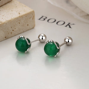 Tiny Small Agate Screw Back Stud Earrings