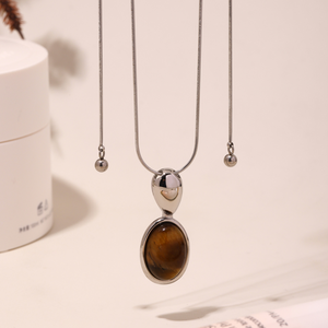 Dainty Oval Gemstone Pendant Necklace