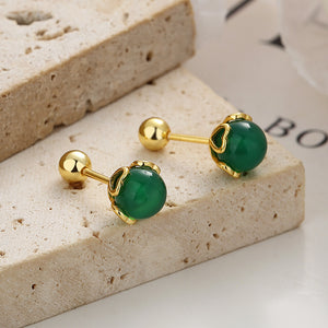 Tiny Small Agate Screw Back Stud Earrings