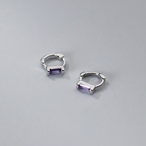 Baguette Gemstone Huggie Hoop Earrings