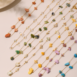 Natural Crystal Raw Stone Charm Necklace