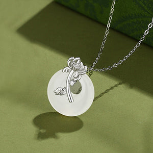 Flower Round Charm Necklace