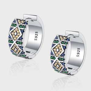 Bohemian Color Gemstone Huggie Earrings